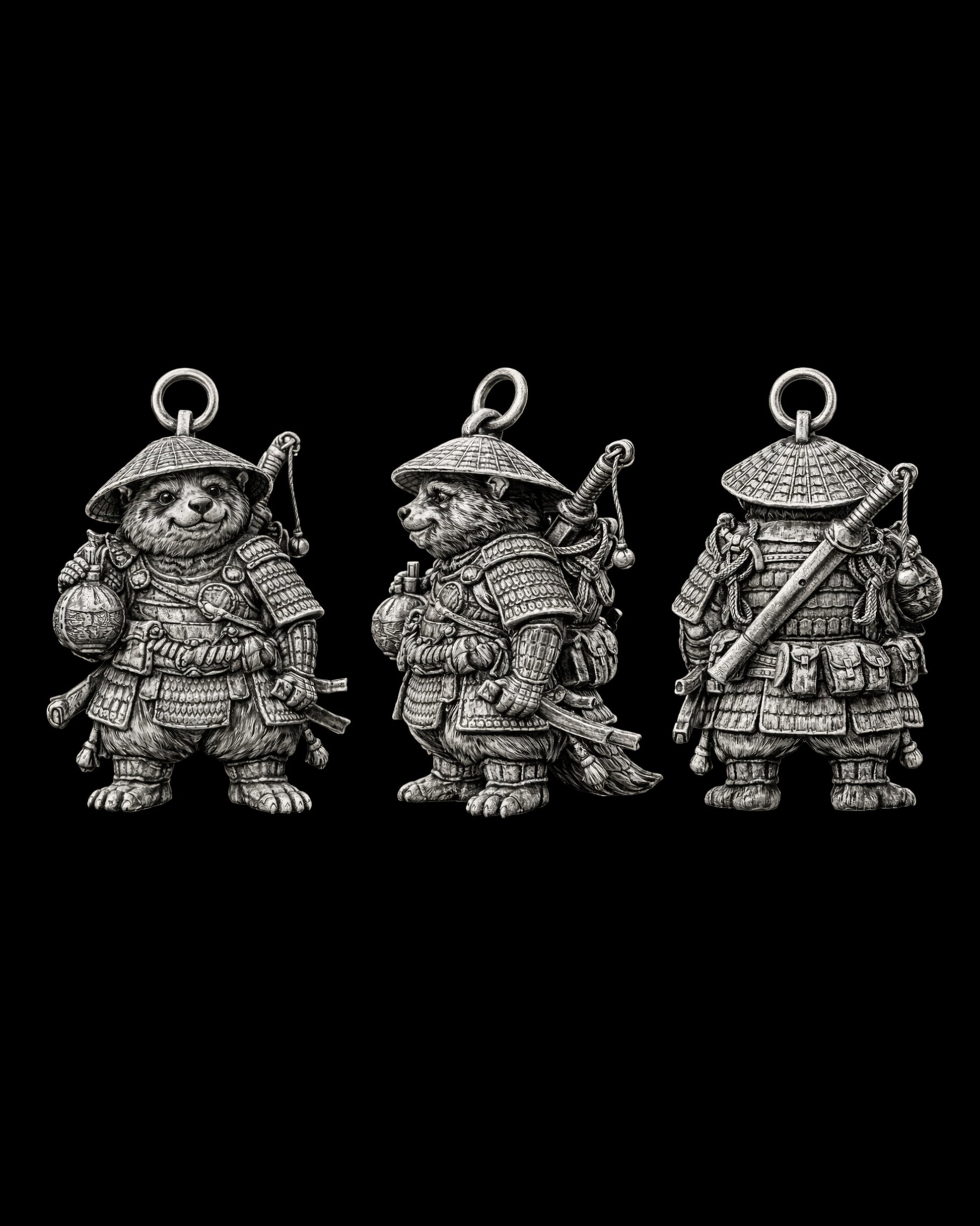 Raccoon Samurai Charm Pendant - JadeChains