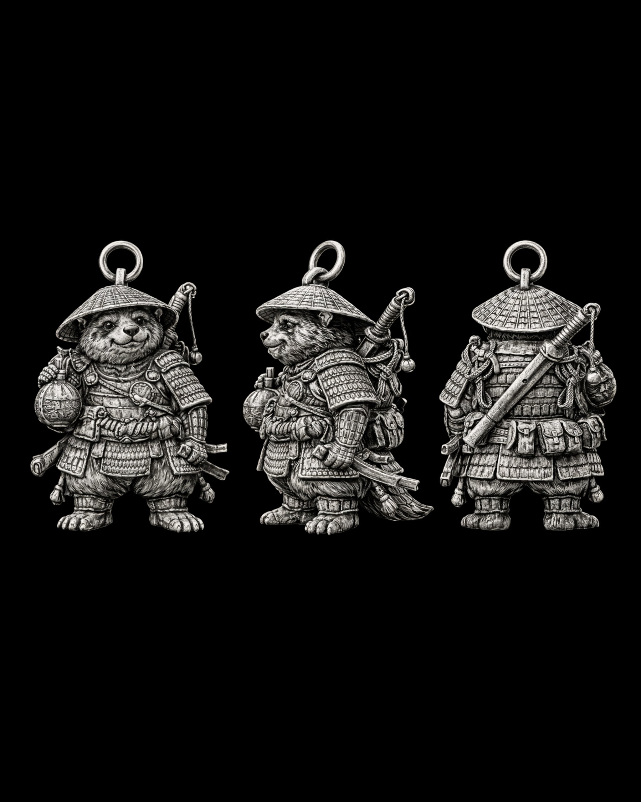 Raccoon Samurai Charm Pendant