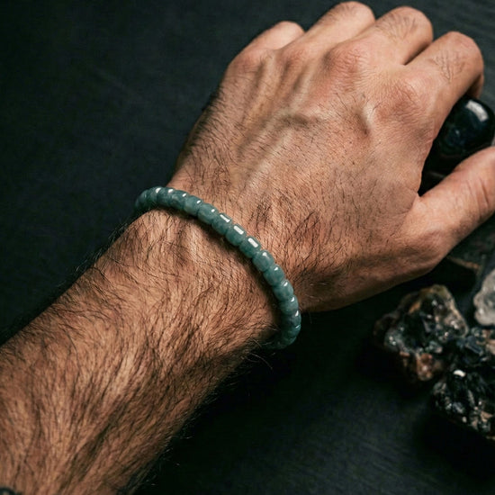 Glacial Tides Bracelet In Barrel-Cut Guatemalan Blue Jade - JadeChains