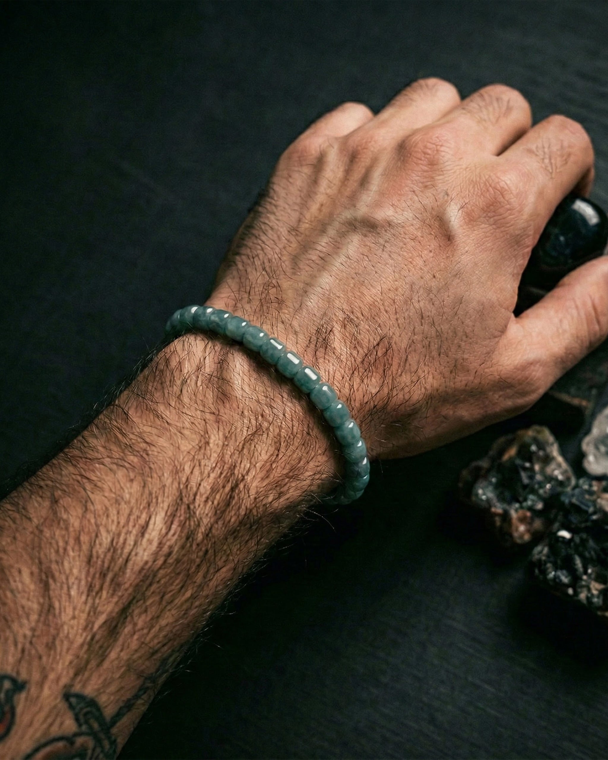 Glacial Tides Bracelet In Barrel-Cut Guatemalan Blue Jade