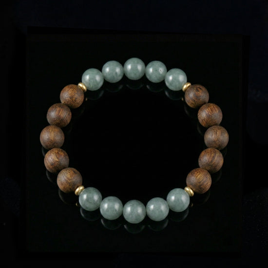 Glacial Earth Bracelet In Guatemalan Blue Jade And Agarwood - JadeChains