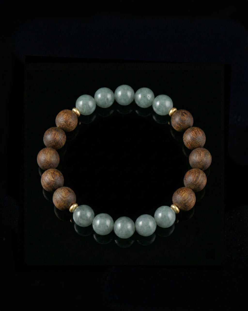 Glacial Earth Bracelet In Guatemalan Blue Jade And Agarwood