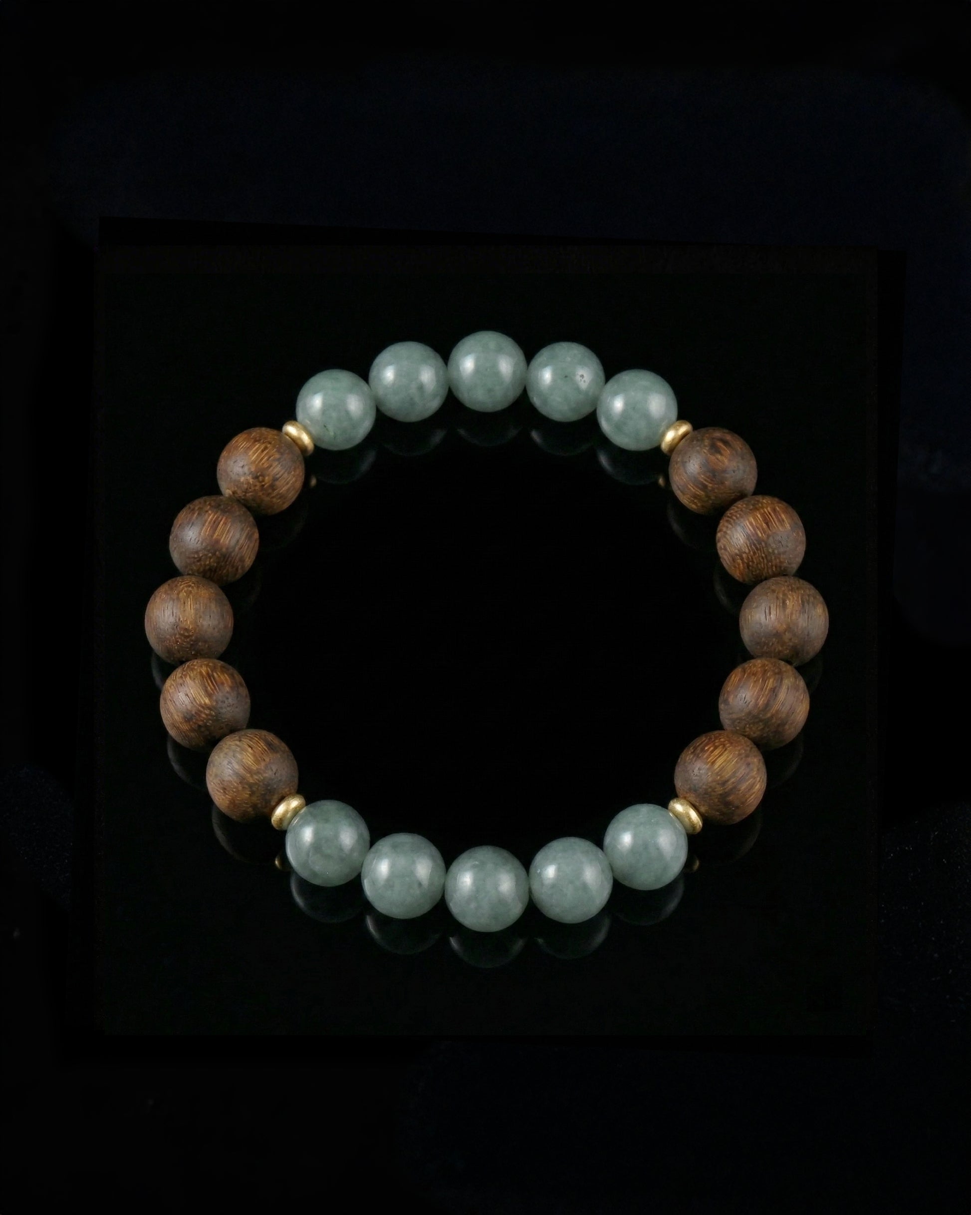 Glacial Earth Bracelet In Guatemalan Blue Jade And Agarwood - JadeChains