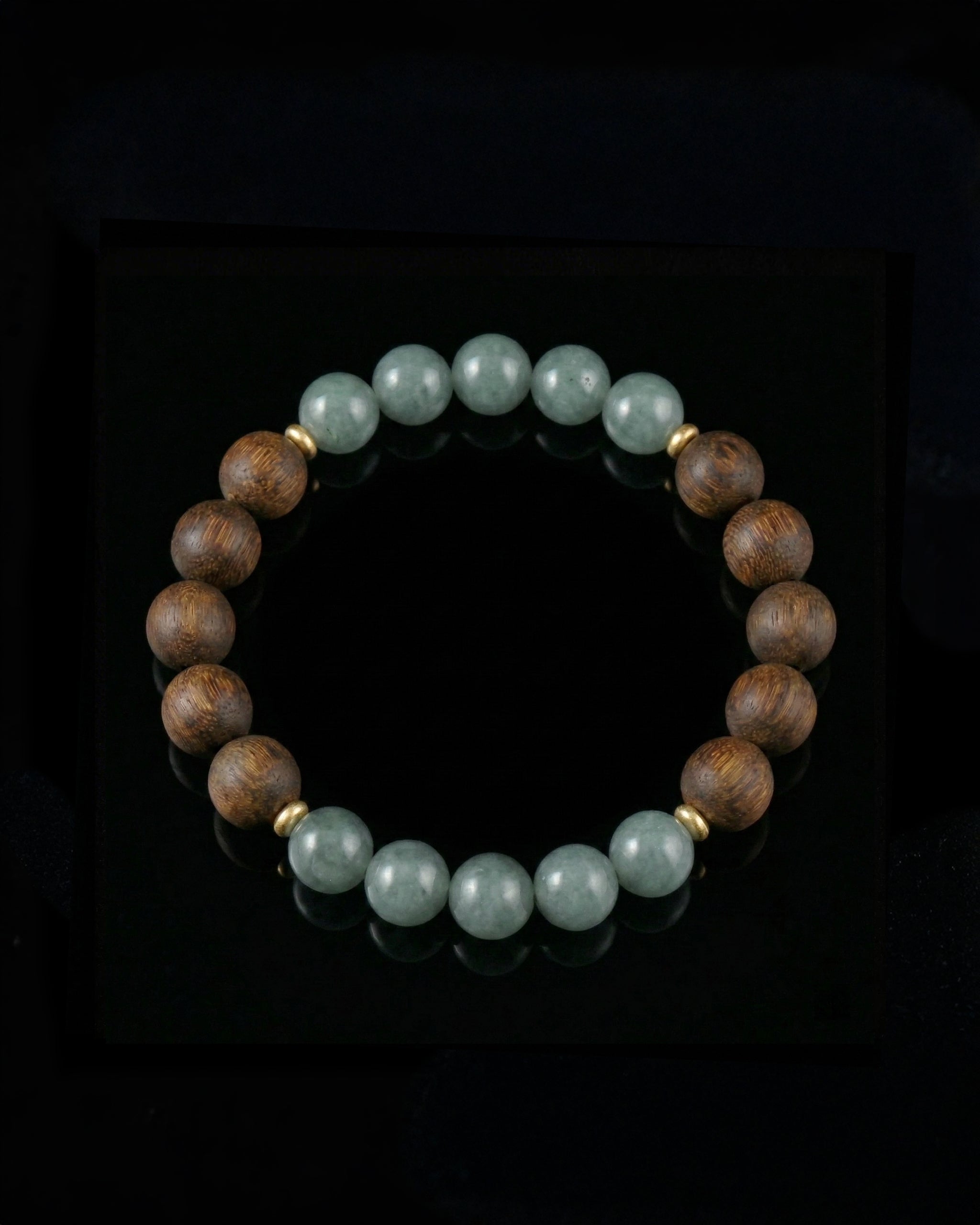 Glacial Earth Bracelet In Guatemalan Blue Jade And Agarwood
