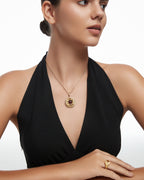 Twin Panthers Medallion Pendant Necklace With Mayan Jade