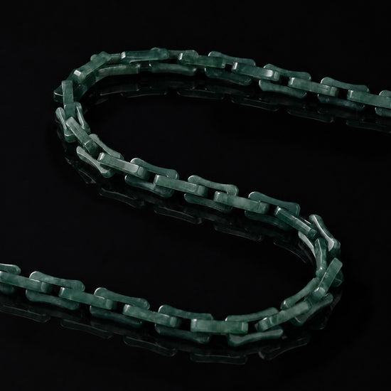 Square Cable Chain Necklace In Green Guatemalan Jade - JadeChains