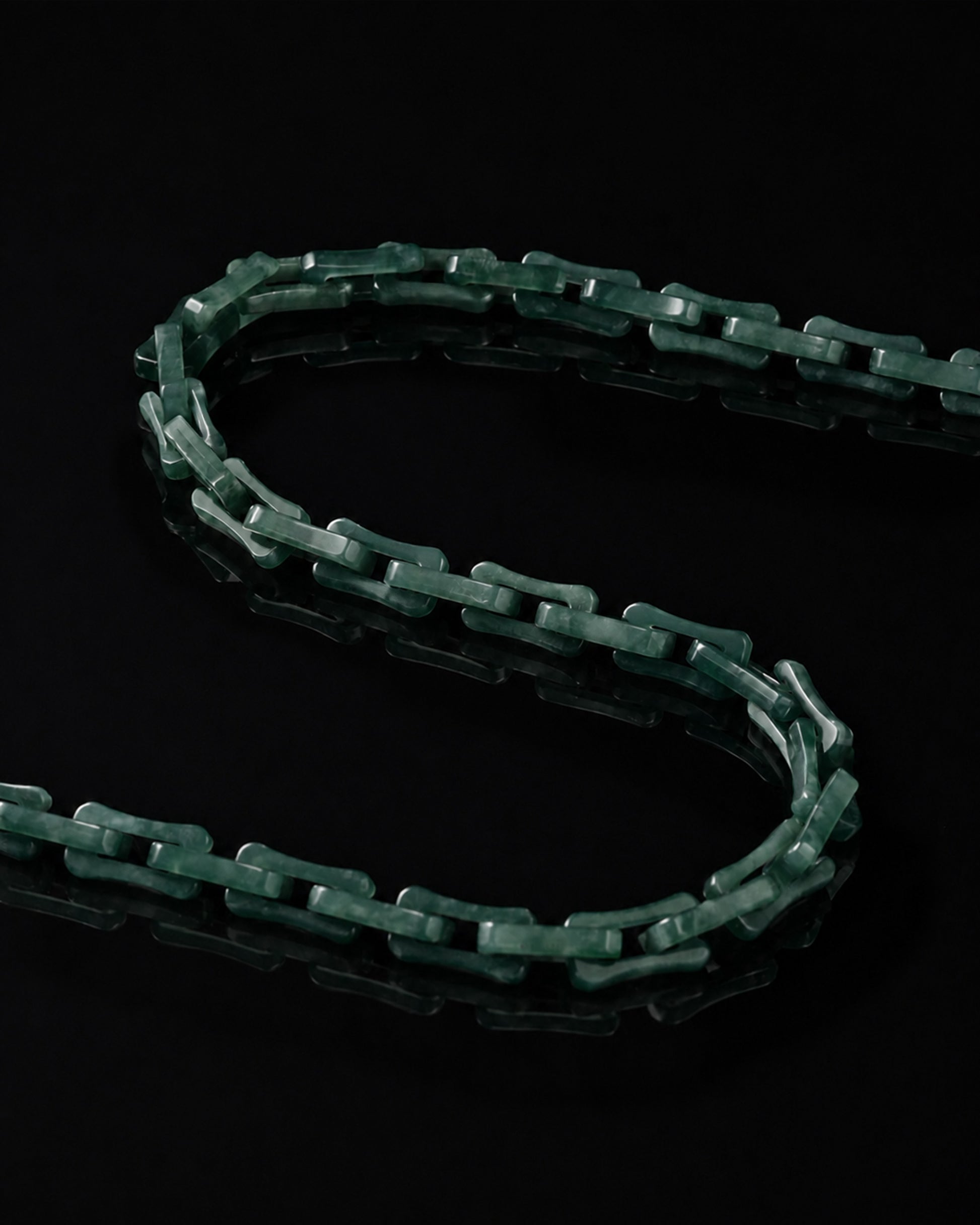 Square Cable Chain Necklace In Green Guatemalan Jade - JadeChains