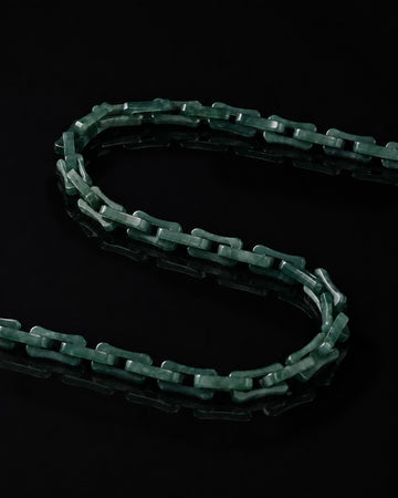 Square Cable Chain Necklace In Green Guatemalan Jade - JadeChains