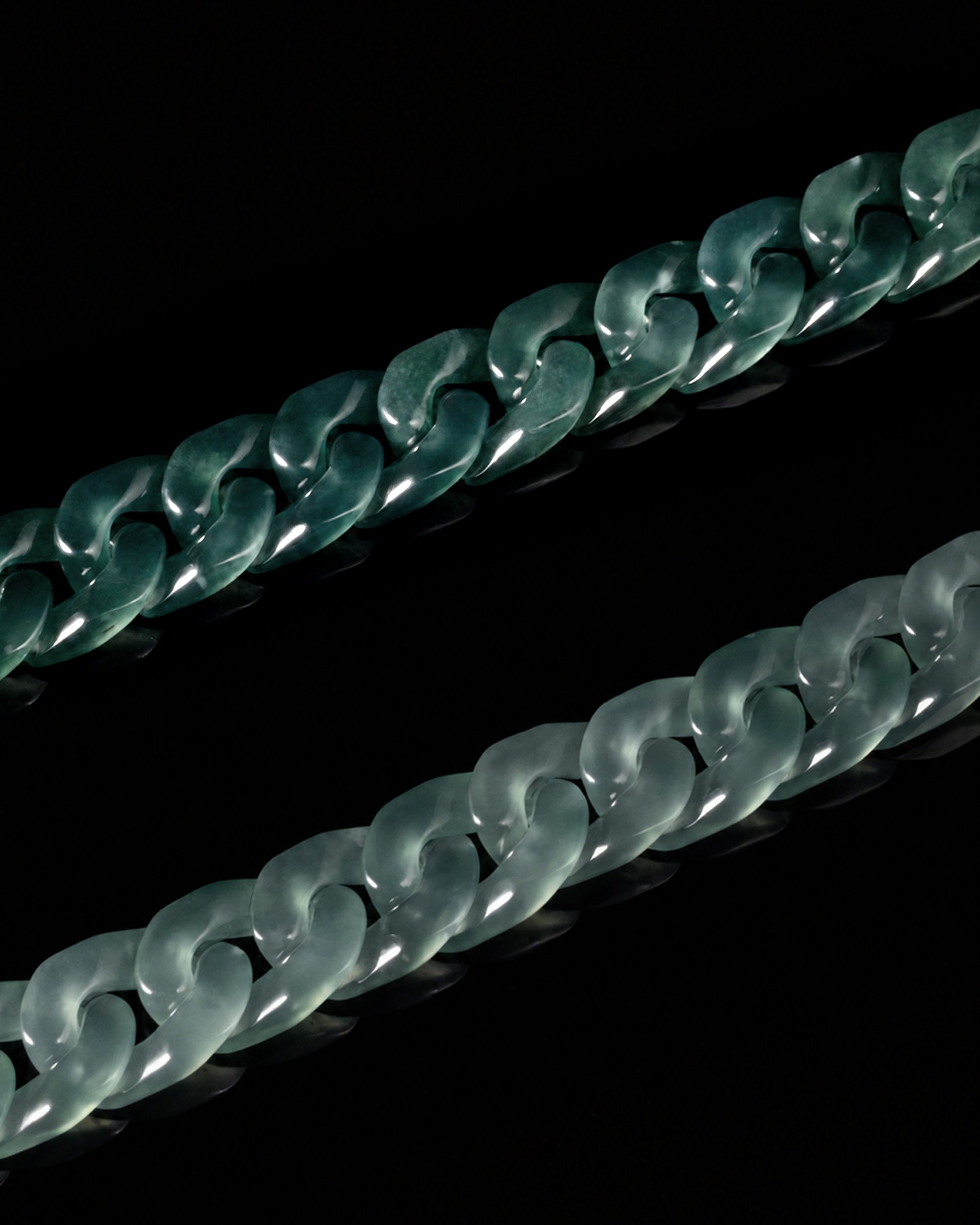Classical Cuban Bracelet In Top Icy Green Guatemalan Jade - JadeChains