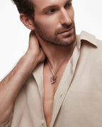 Hannya Mask Pendant Necklace With Garnet