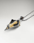 Kitsune Samurai Necklace / Brooch Pin With Garnet