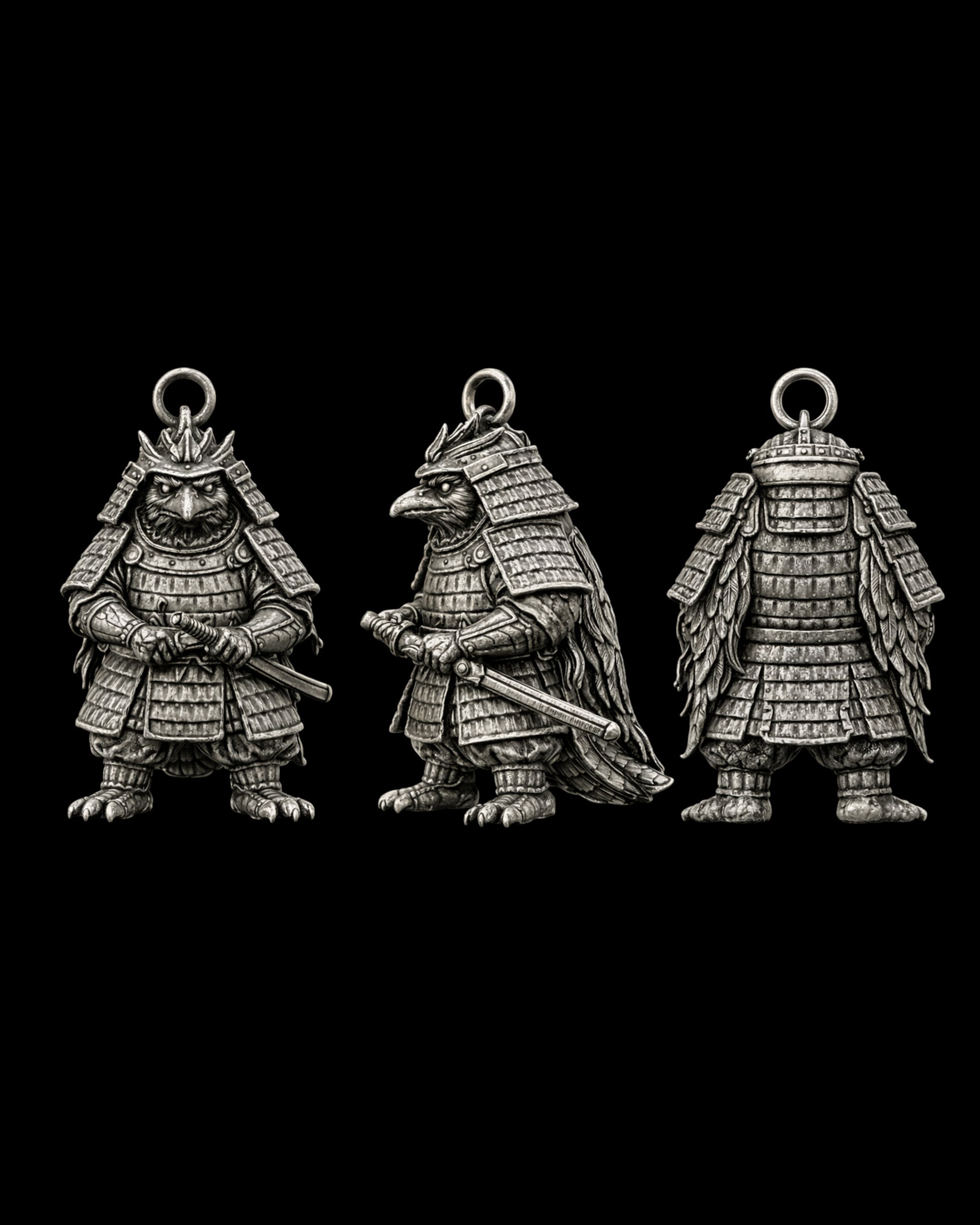 Raven Samurai Charm Pendant - JadeChains
