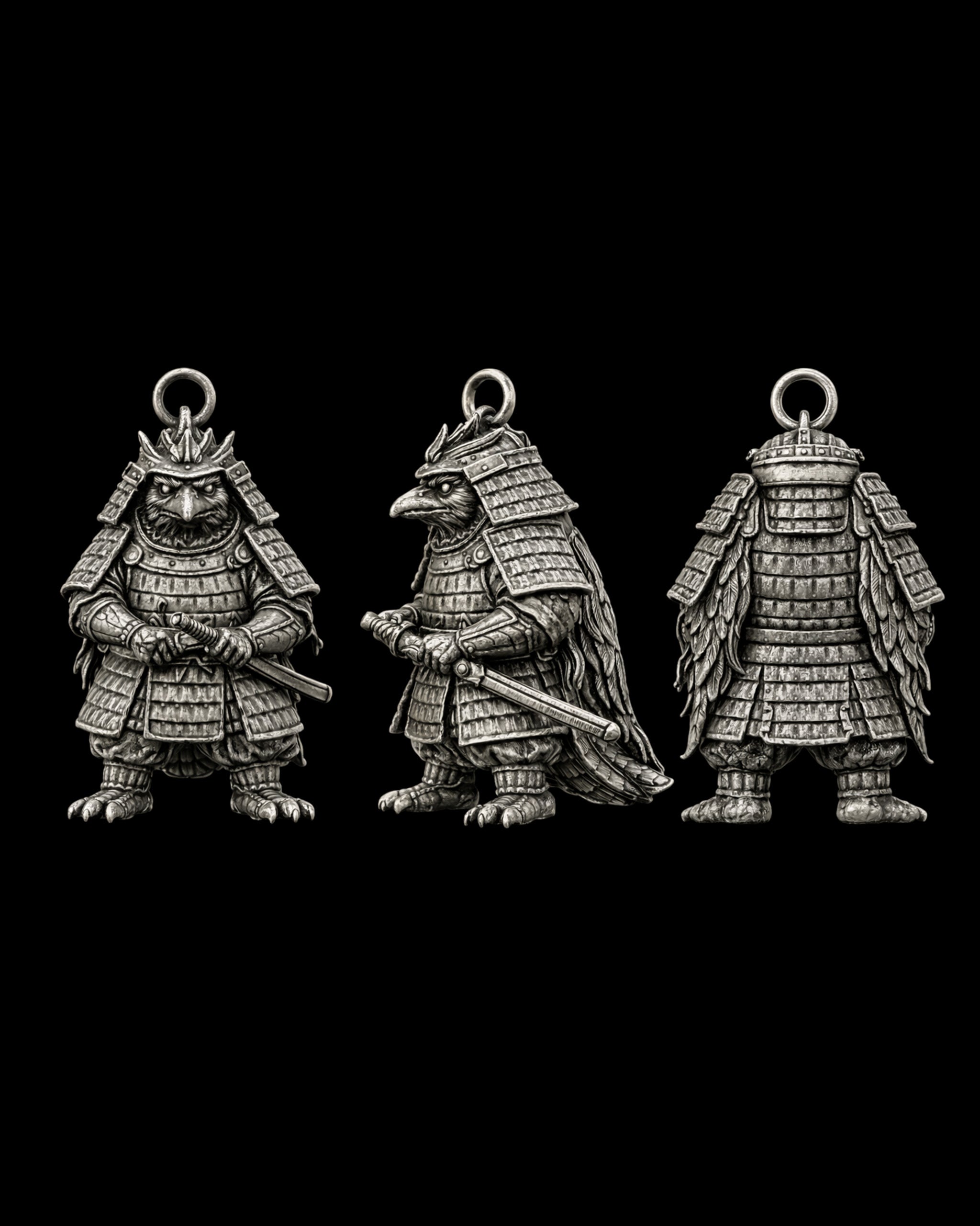 Raven Samurai Charm Pendant