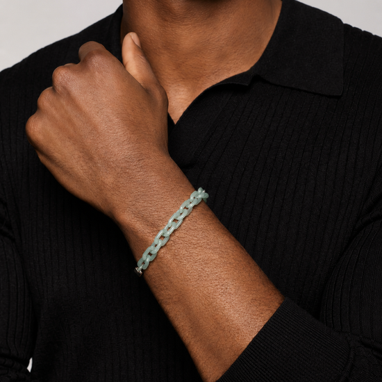 Classical Cross Bracelet In Blue Guatemalan Jade - JadeChains