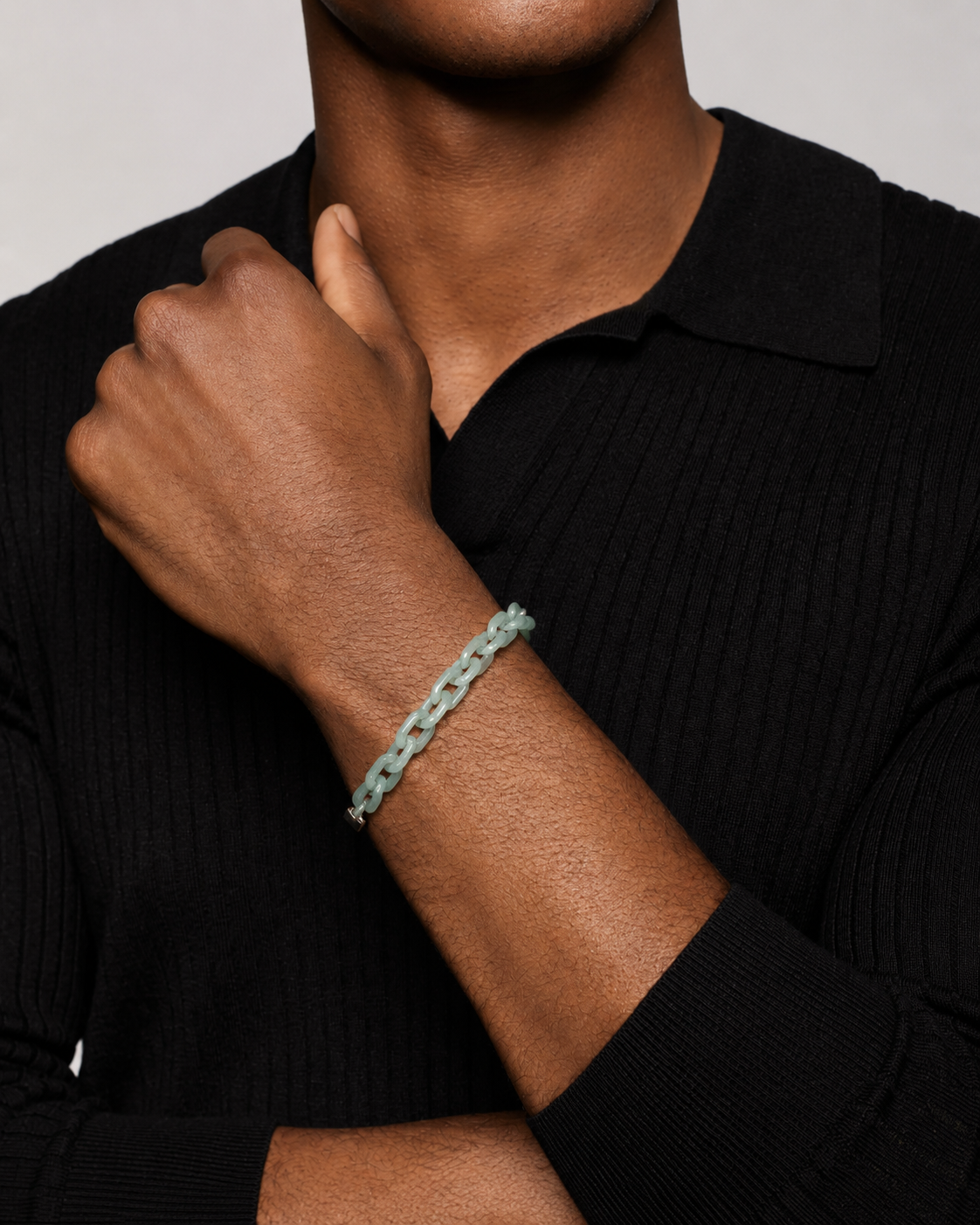 Classical Cross Bracelet In Blue Guatemalan Jade - JadeChains