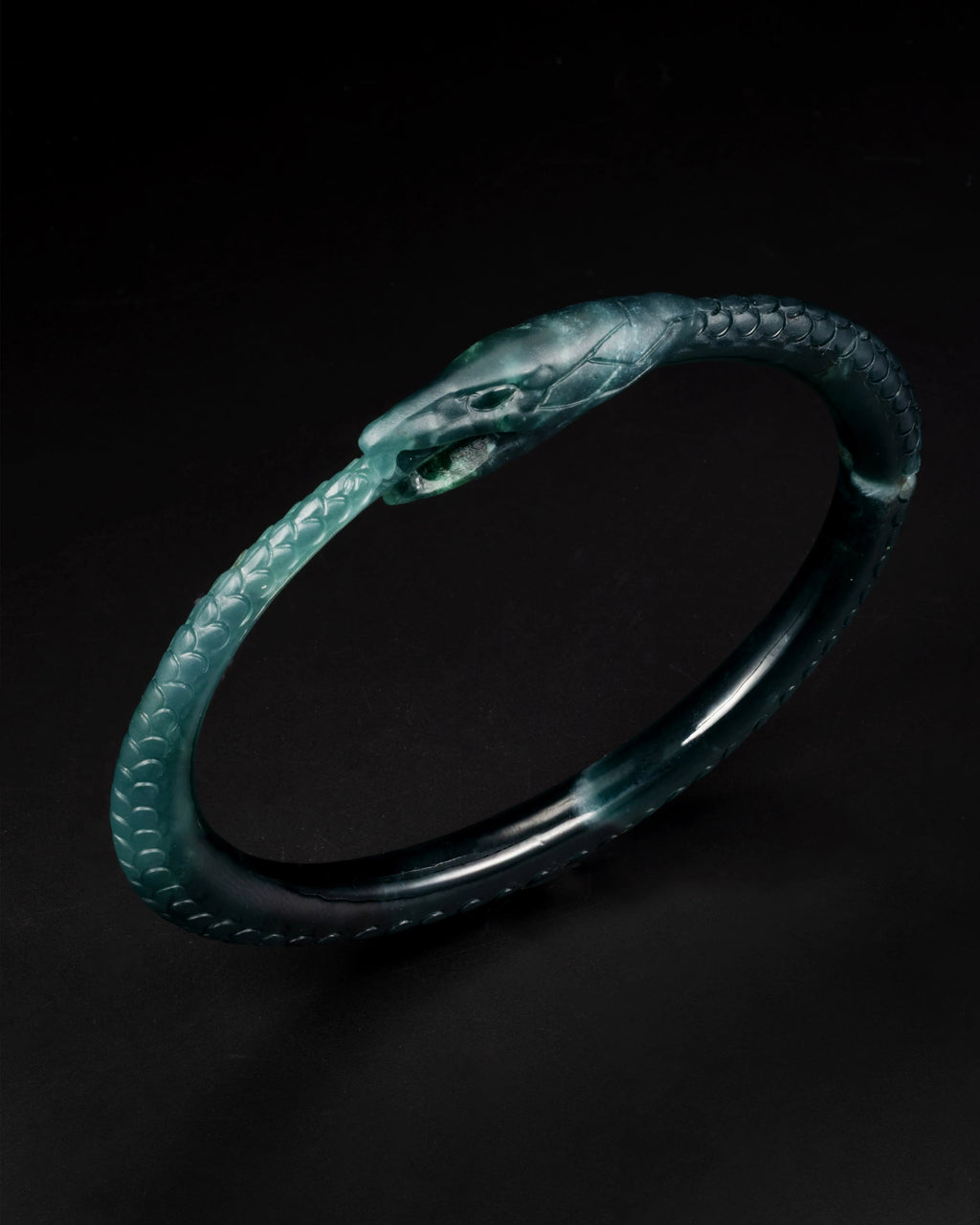 Ouroboros Bangle With Mayan Blue Jade