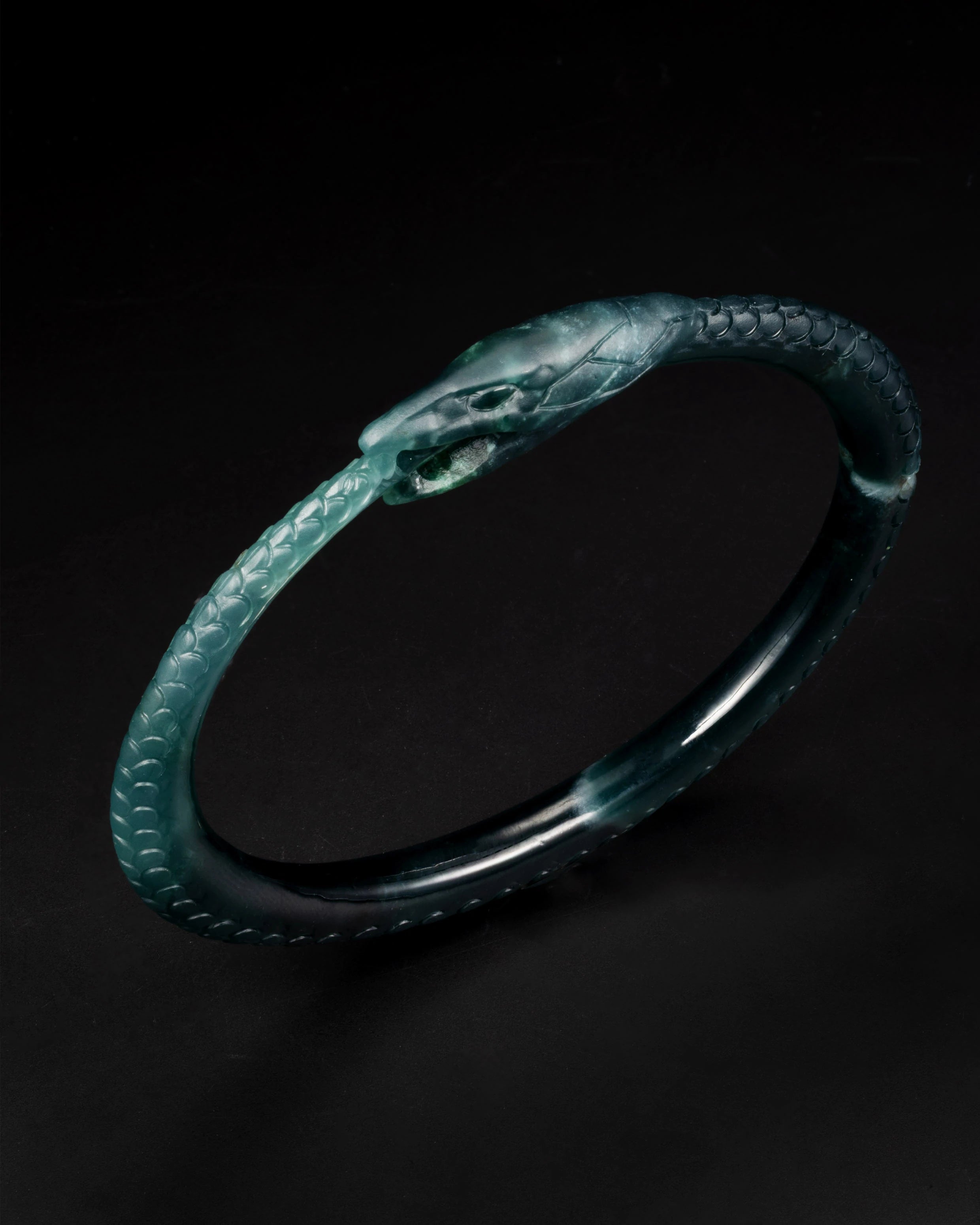 Ouroboros Bangle With Mayan Blue Jade