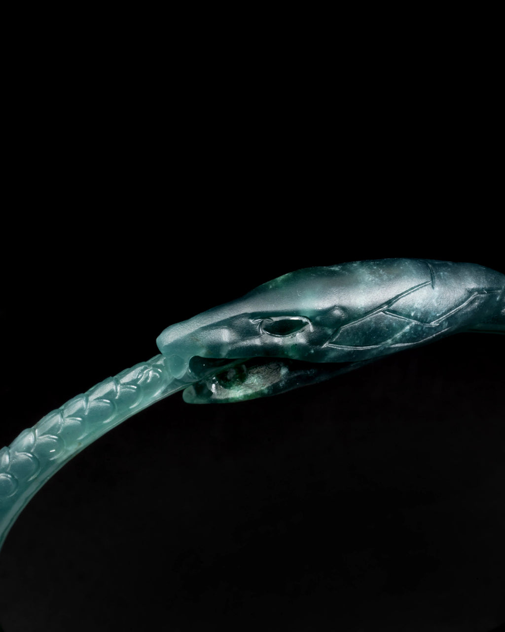 Ouroboros Bangle With Mayan Blue Jade