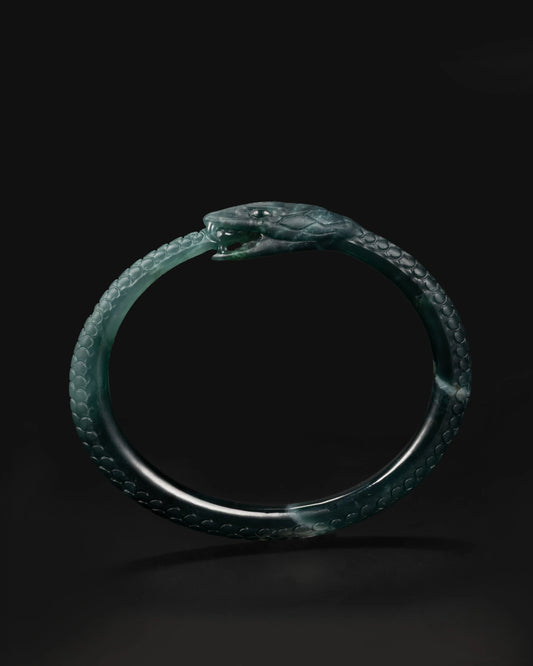 Ouroboros Bangle In Mayan Blue Jade - JadeChains
