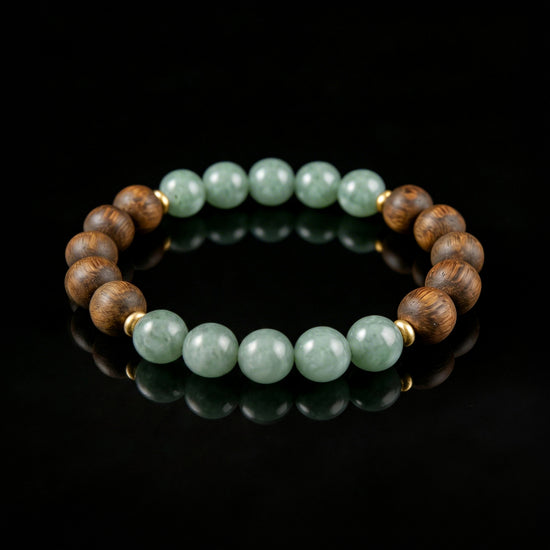 Glacial Earth Bracelet In Guatemalan Blue Jade And Agarwood - JadeChains