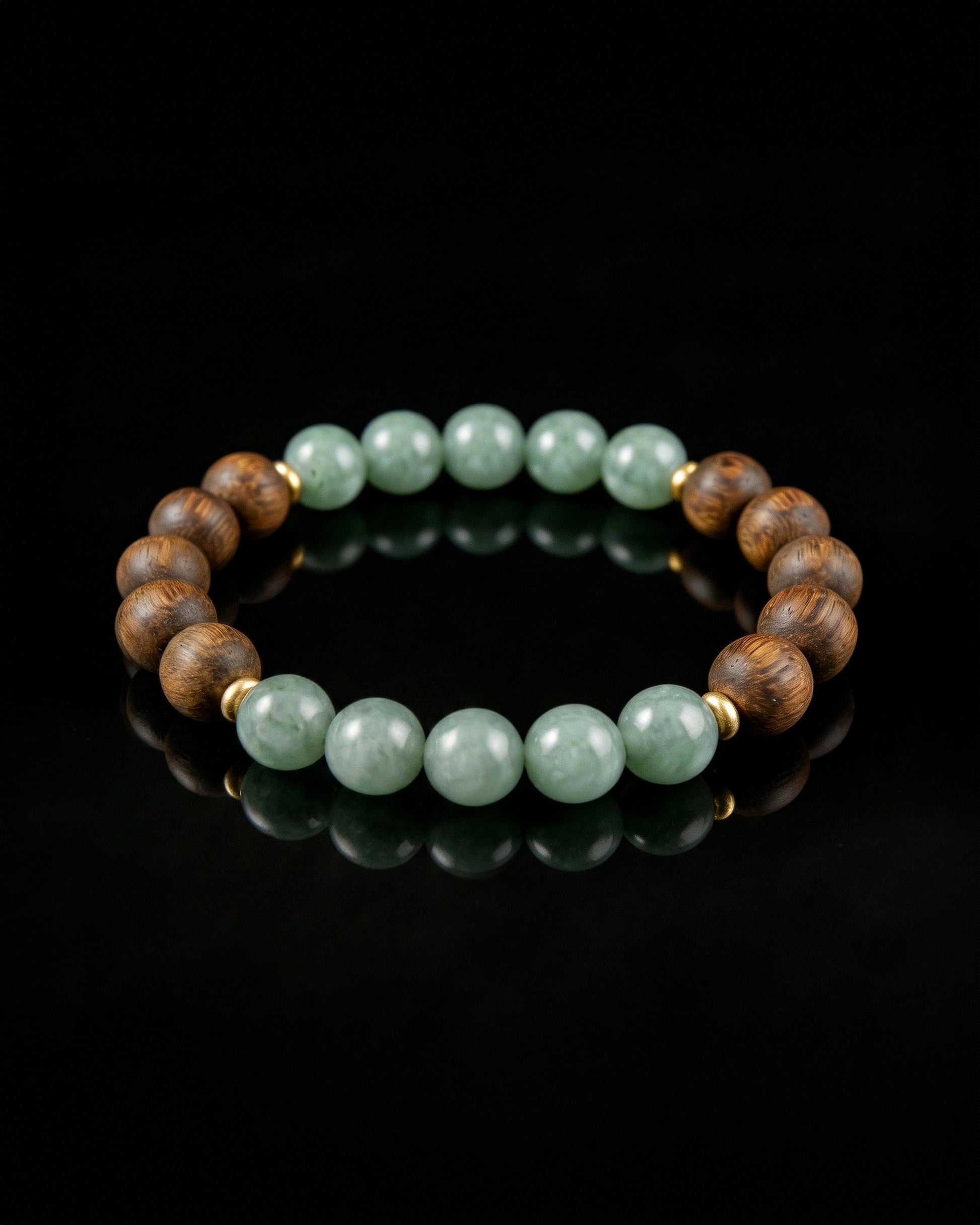 Glacial Earth Bracelet In Guatemalan Blue Jade And Agarwood - JadeChains