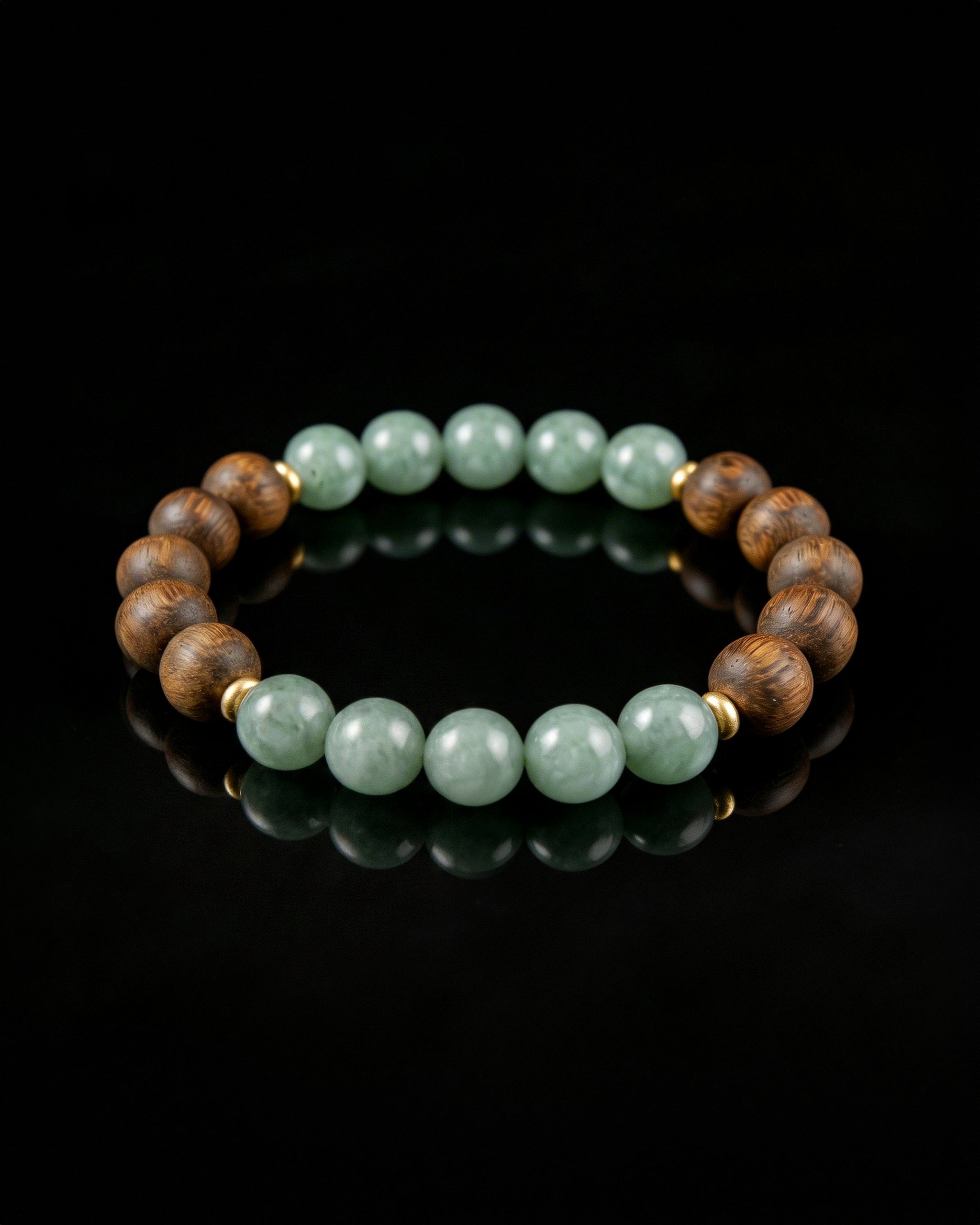 Glacial Earth Bracelet In Guatemalan Blue Jade And Agarwood