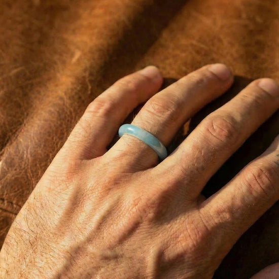 Glacial Halo Ring In Guatemalan Blue Jade - JadeChains