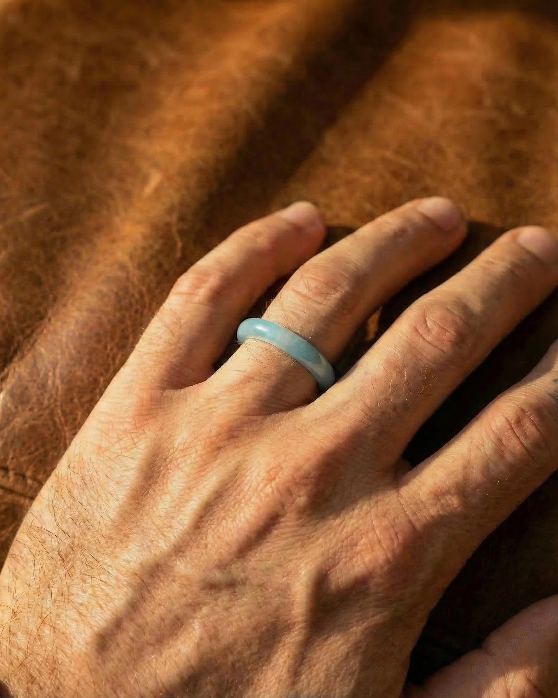 Glacial Halo Ring In Guatemalan Blue Jade - JadeChains