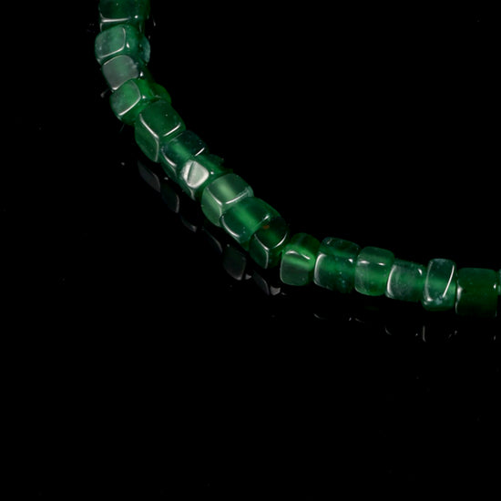 Block Beads Bracelet In Icy Emerald Green Guatemalan Jade - JadeChains