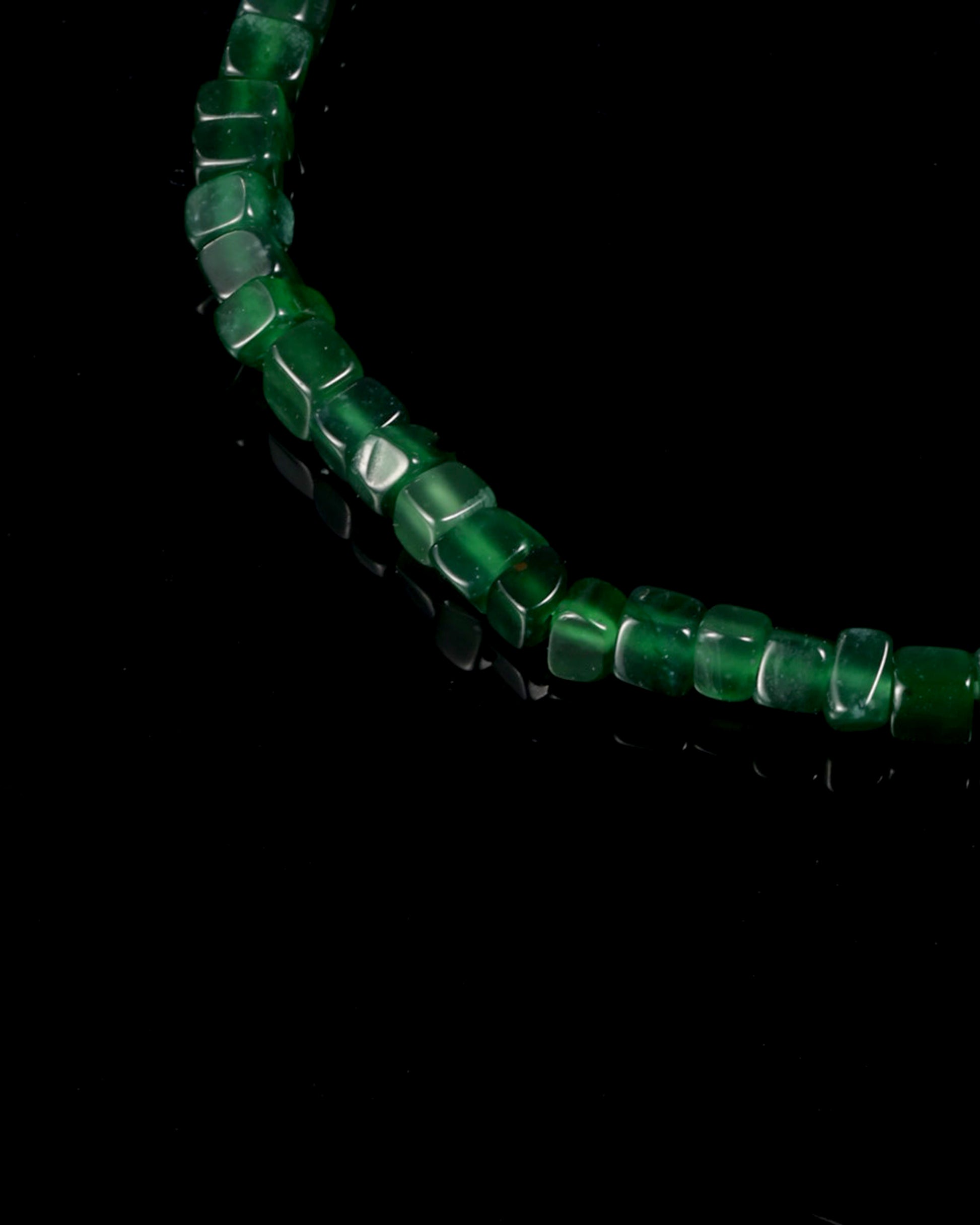 Block Beads Bracelet In Icy Emerald Green Guatemalan Jade - JadeChains
