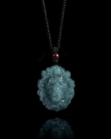Unchained Lion Pendant In Mayan Blue Jade