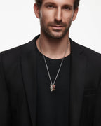 Hannya Mask Pendant Necklace With Garnet