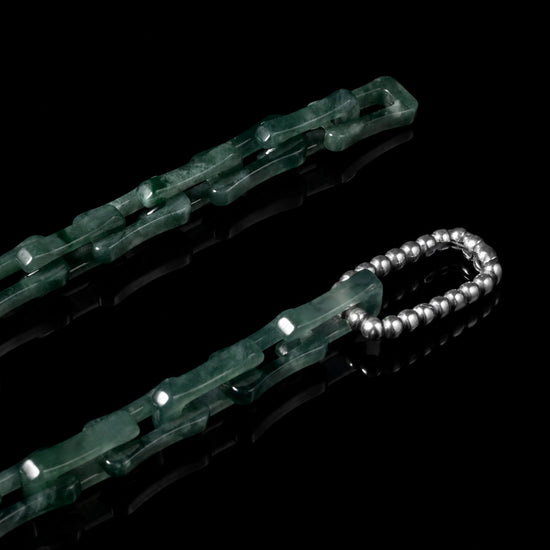 Square Cable Chain Necklace In Green Guatemalan Jade - JadeChains