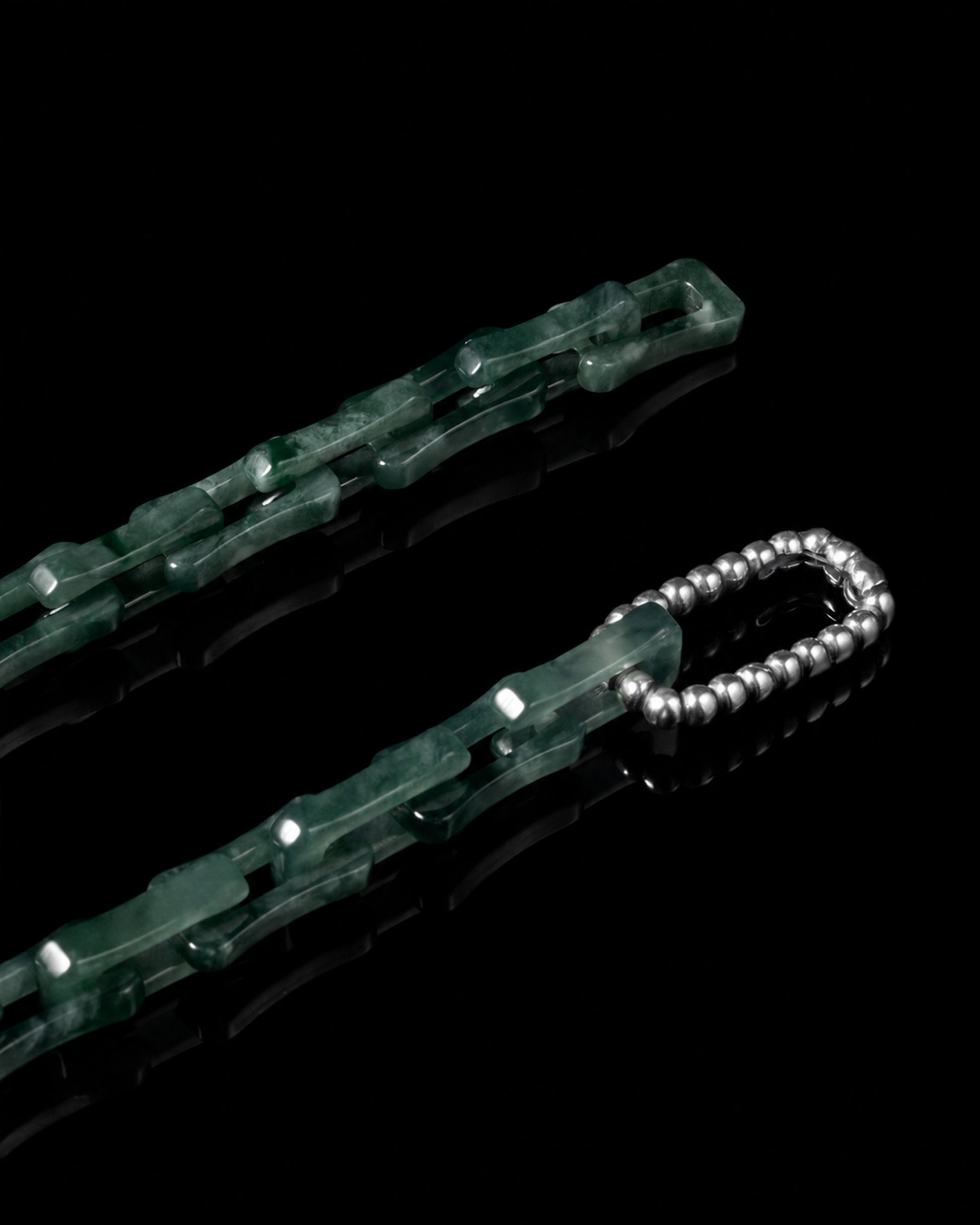 Square Cable Chain Necklace In Green Guatemalan Jade - JadeChains