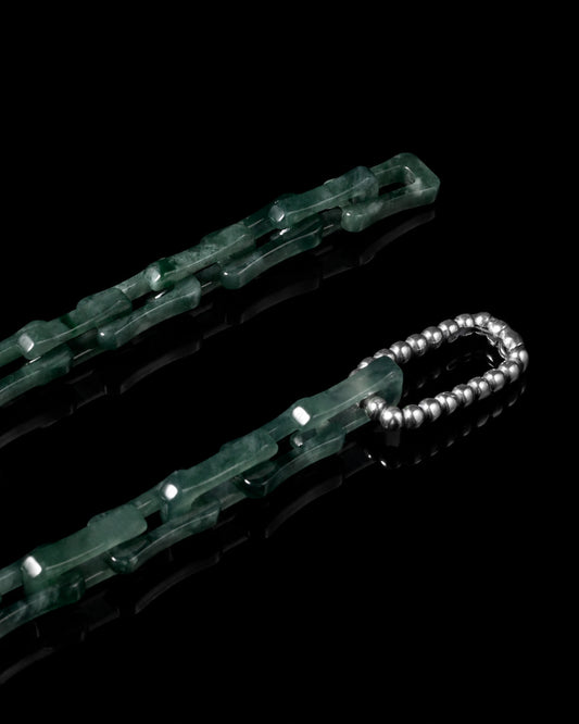 Square Cable Chain Necklace In Green Guatemalan Jade - JadeChains
