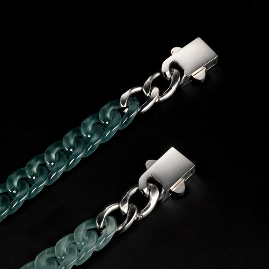 Classical Cuban Bracelet In Top Icy Green Guatemalan Jade - JadeChains