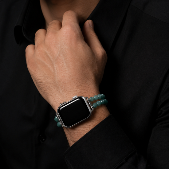 Twin Teal Watch Straps In Blue Guatemalan Jade - JadeChains