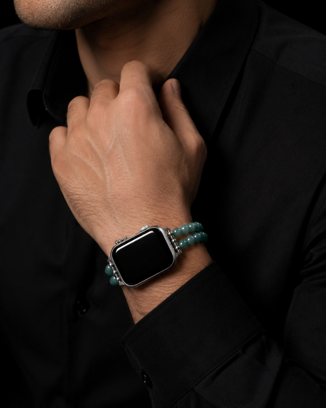 Twin Teal Watch Straps In Blue Guatemalan Jade - JadeChains