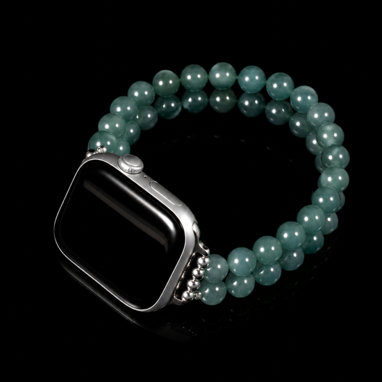 Twin Teal Watch Straps In Blue Guatemalan Jade - JadeChains