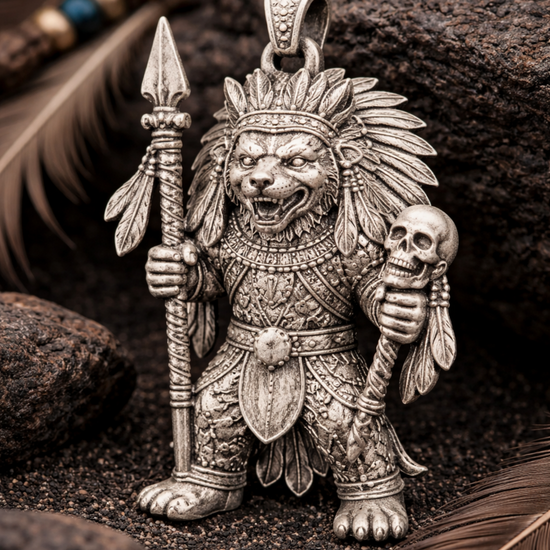 Coyote Warrior Charm Pendant - JadeChains