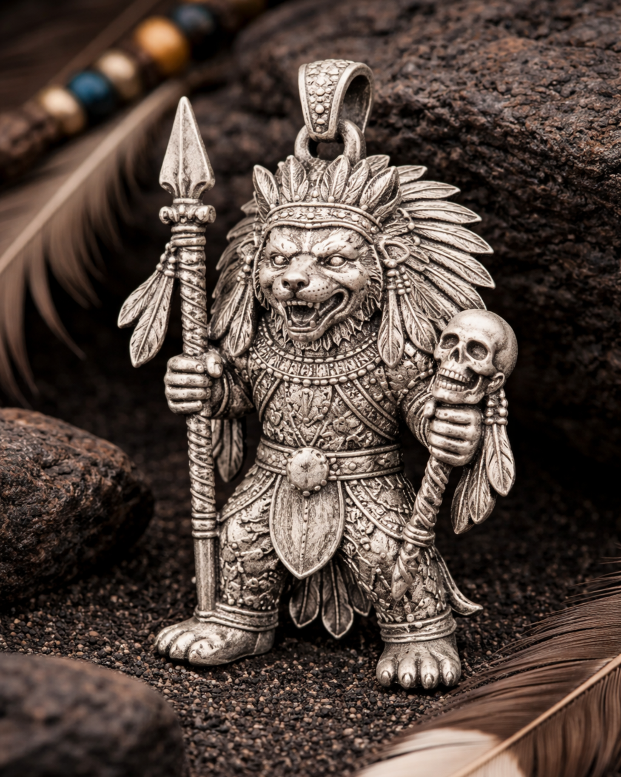 Coyote Warrior Charm Pendant