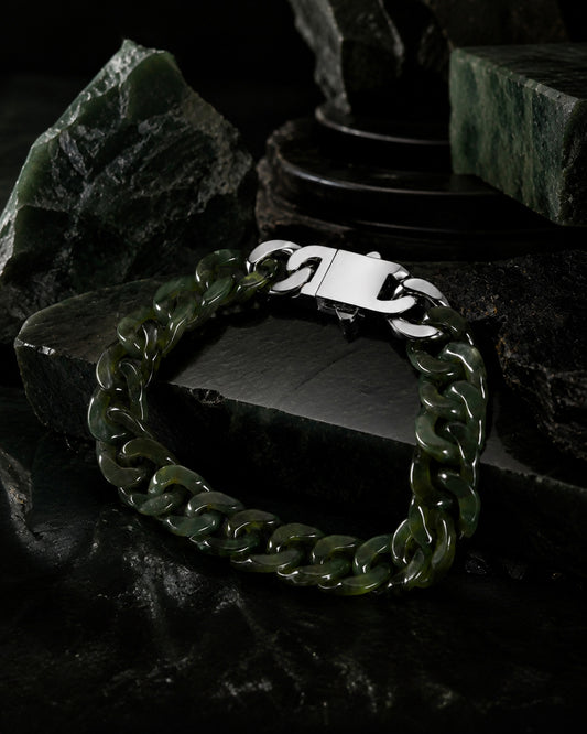 Classical Cuban Chain In Light Green Nephrite - JadeChains