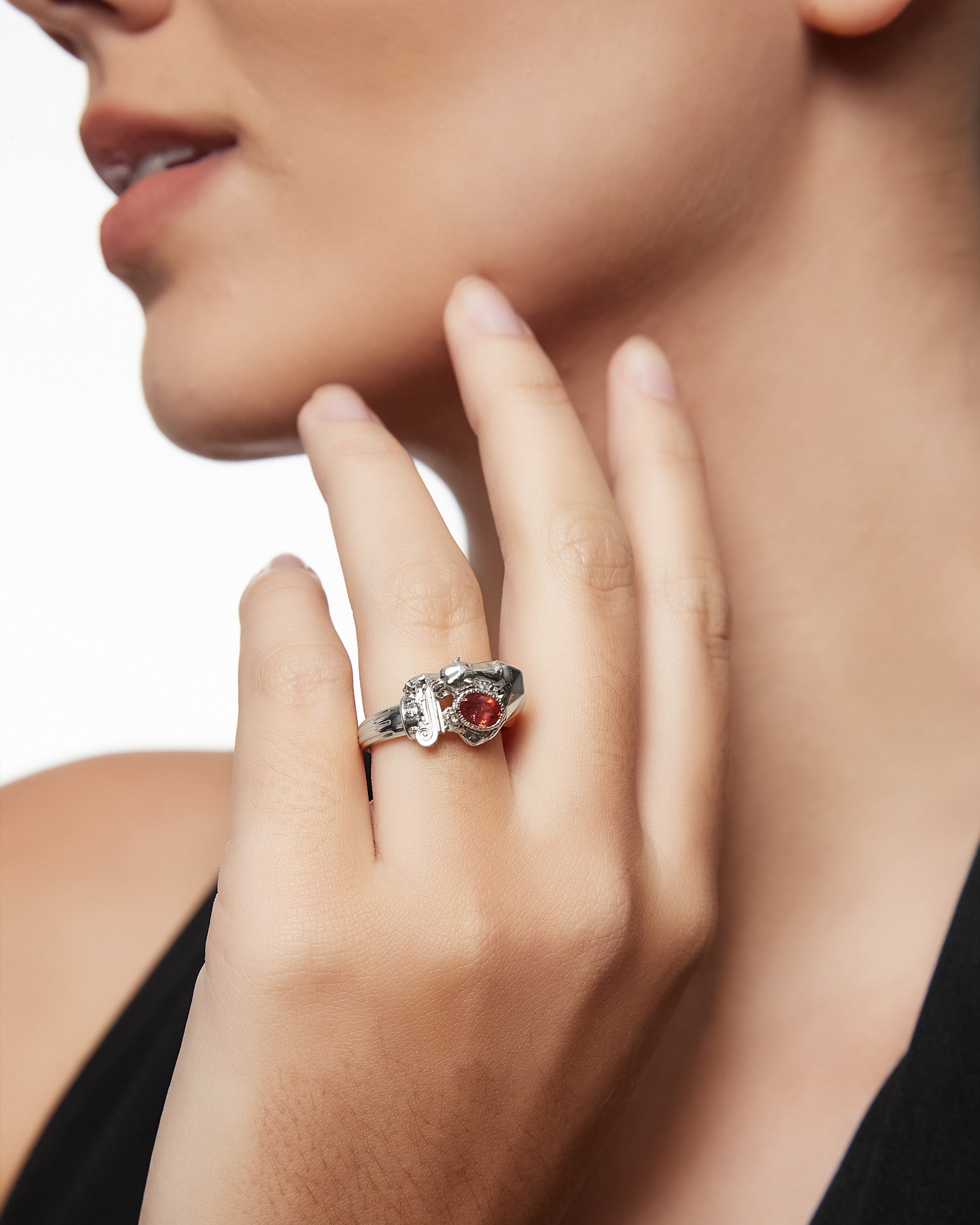 Dusk Guardian Ring With Lab Ruby