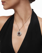 Twin Panthers Medallion Pendant Necklace With Mayan Jade