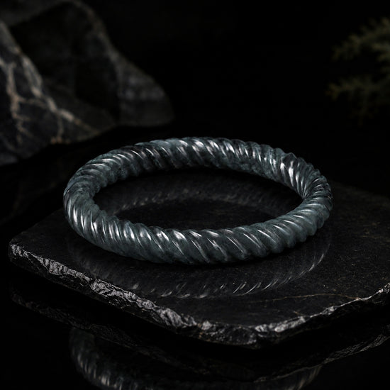 Twist Smoke Bangle In Guatemalan Jade - JadeChains