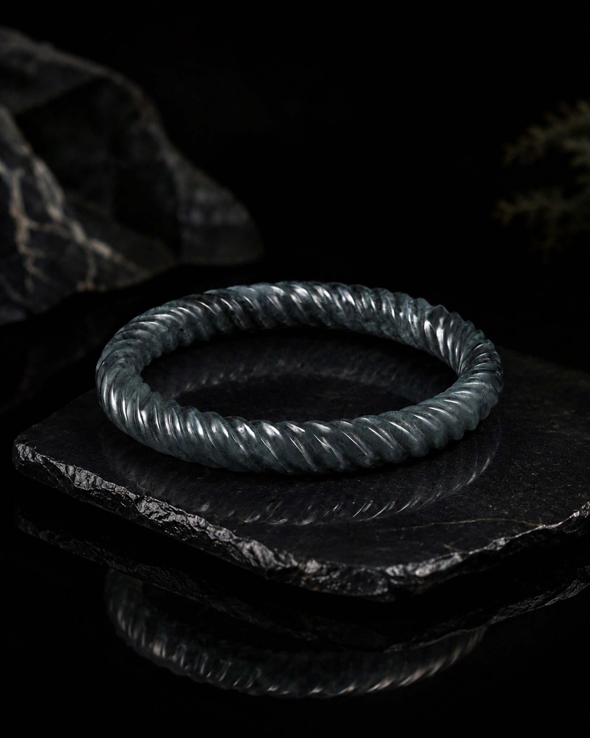 Twist Smoke Bangle In Guatemalan Jade - JadeChains