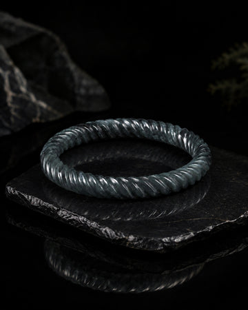 Twist Smoke Bangle In Guatemalan Jade - JadeChains