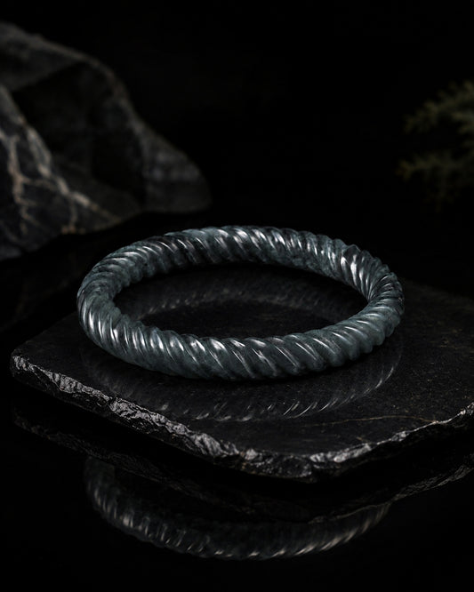 Twist Smoke Bangle In Guatemalan Jade - JadeChains