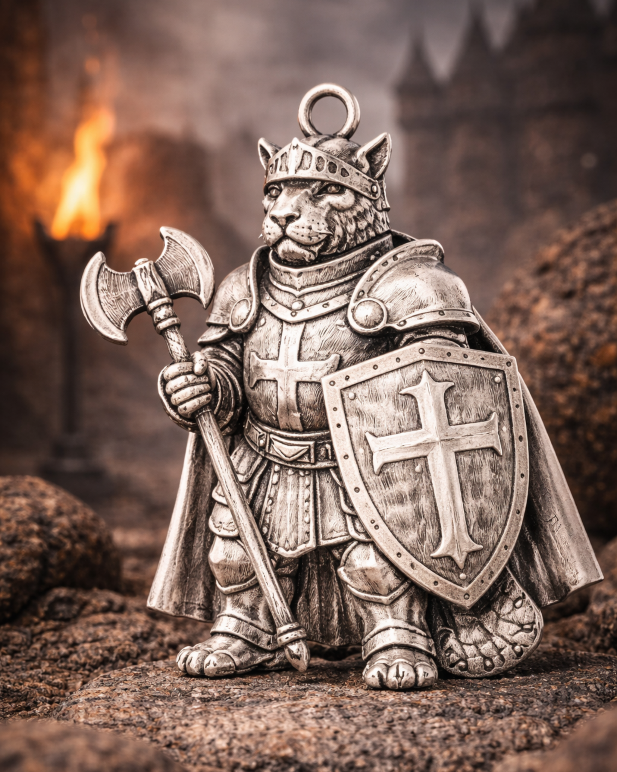 Leopard Knight Charm Pendant