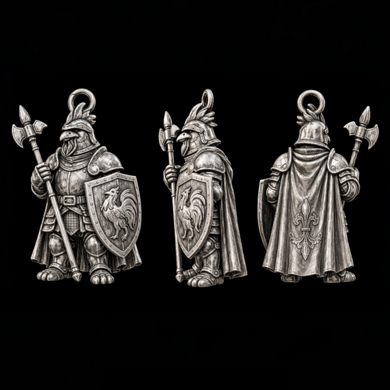 Rooster Knight Charm Pendant - JadeChains